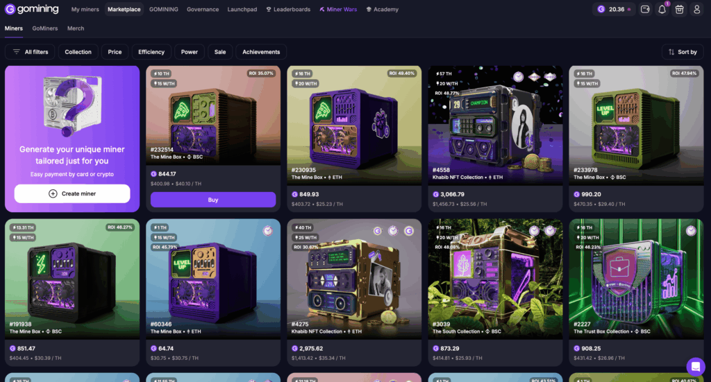 gomining tips buying on the marketplace instead of creating miner bitcoin btc